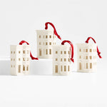 Ceramic White Brownstone with Bay Window Christmas Tree Ornament, Sold Individually