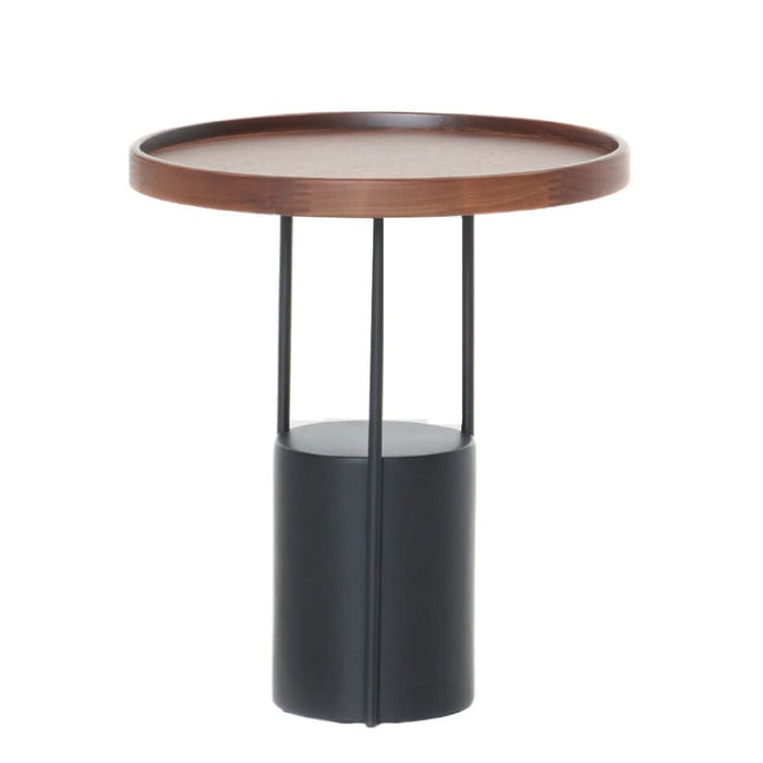 Cloch Low Side Table, Walnut, Black, 17.7" Dia × 19.3" H