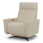 Cloud Leather Comfort Solace Power Chair, Bison White/Antique Brass