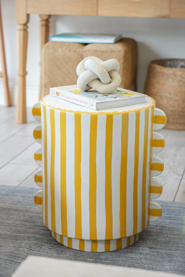Betsy Stool, White/Lemon Ceramic, 14"