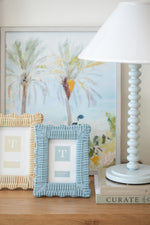 Piccolo Petite Table Lamp - Sky Base/White Linen Shade, 14"H