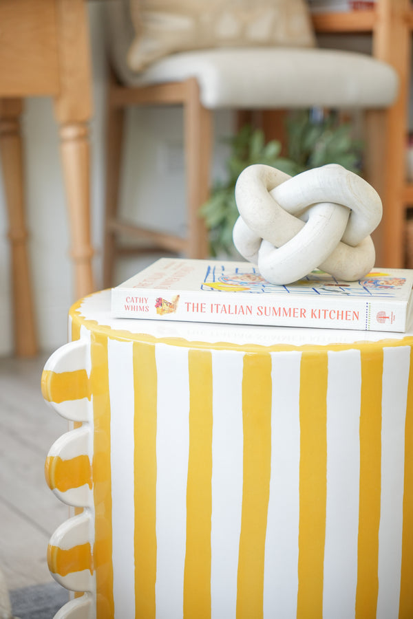 Betsy Stool, White/Lemon Ceramic, 14"