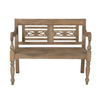 Promenade Mindi Wood Carved Wood Bench, 43.25"W