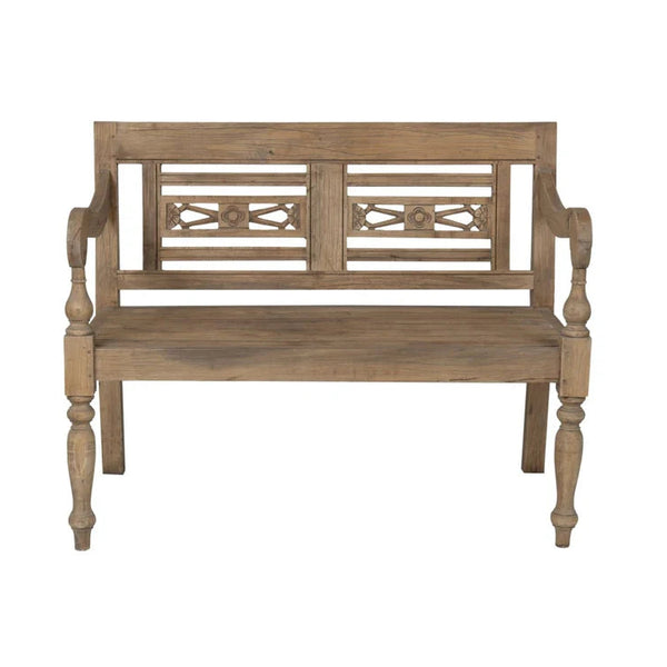 Promenade Mindi Wood Carved Wood Bench, 43.25"W