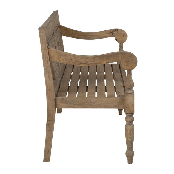 Promenade Mindi Wood Carved Wood Bench, 43.25"W
