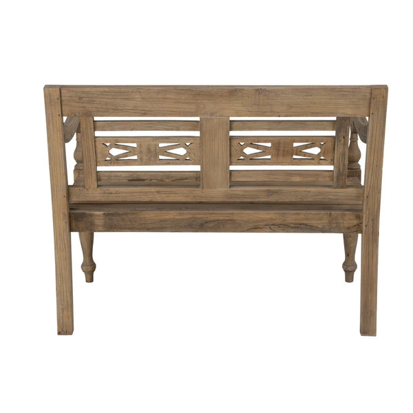 Promenade Mindi Wood Carved Wood Bench, 43.25"W