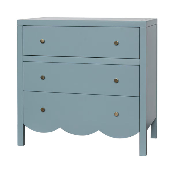 Maribelle Scallop 3 Drawer Dresser - Slate Blue, 34"W