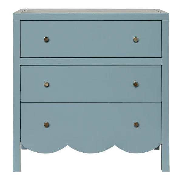 Maribelle Scallop 3 Drawer Dresser - Slate Blue, 34"W