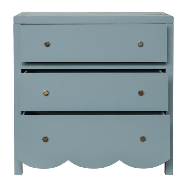 Maribelle Scallop 3 Drawer Dresser - Slate Blue, 34"W