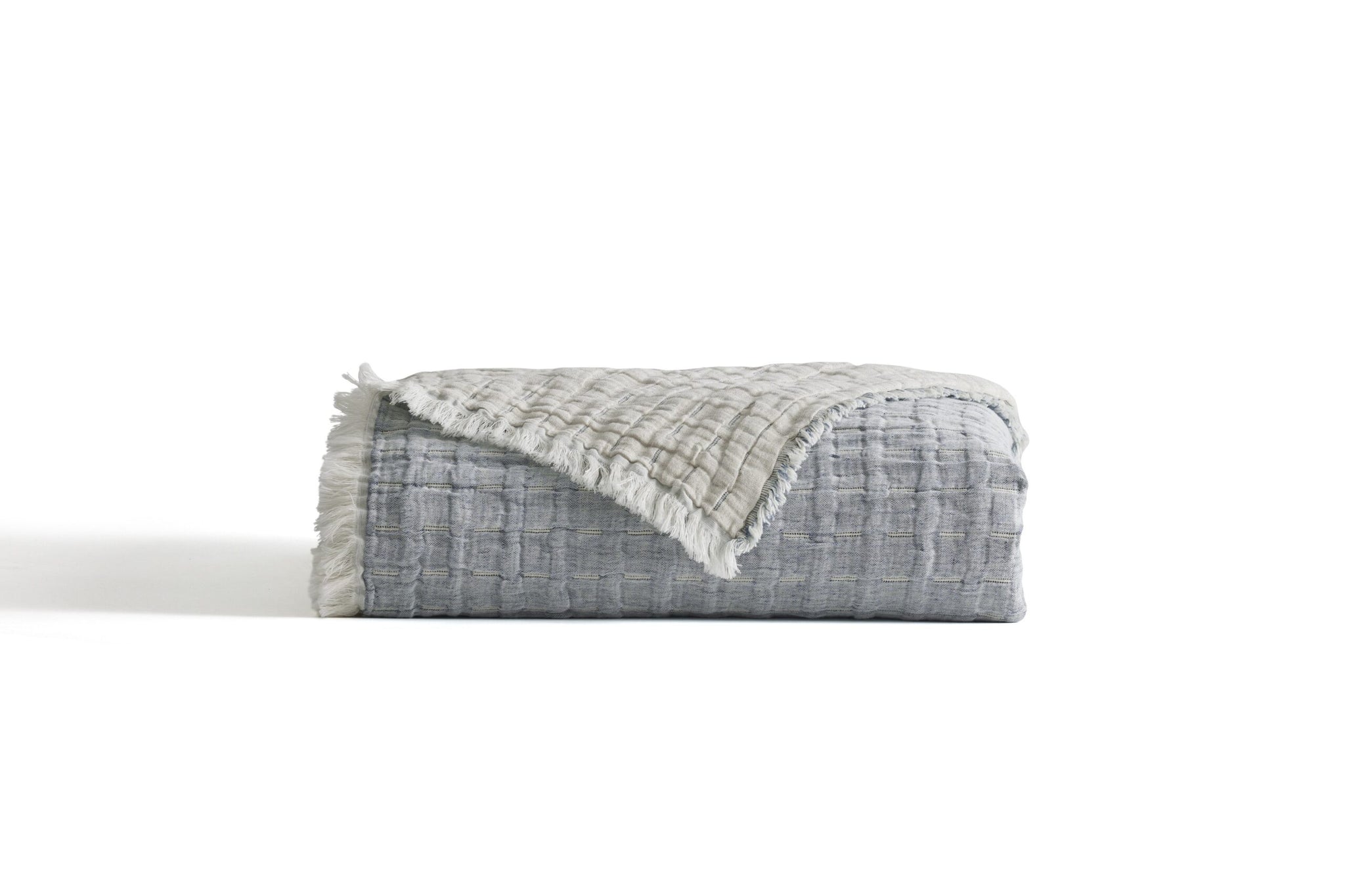 Devon Oversized Throw & Sham Collection, Cobalt/Linen Reversible