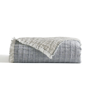 Devon Oversized Throw & Sham Collection, Cobalt/Linen Reversible