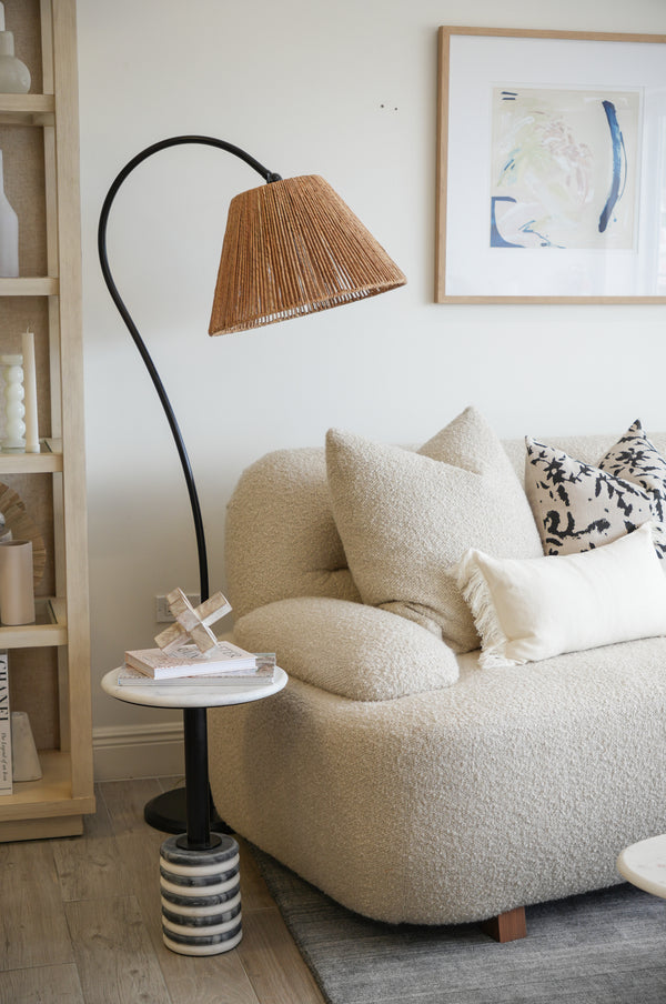 Dume Large Arched Floor Lamp, Aged Iron