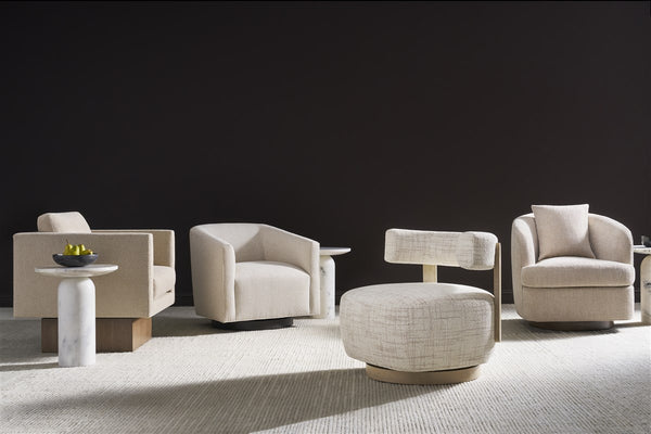 Ode Swivel Chair, Topper Oatmeal Performance Fabric