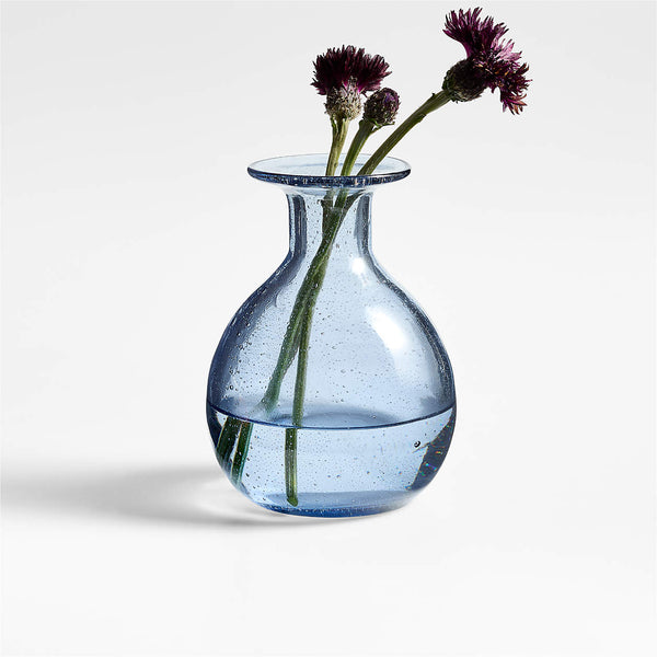 Eider Bud Vase - Light Blue Glass, 5"