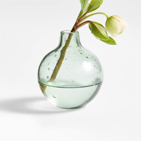 Eider Bud Vase - Smoke Green Glass, 3"