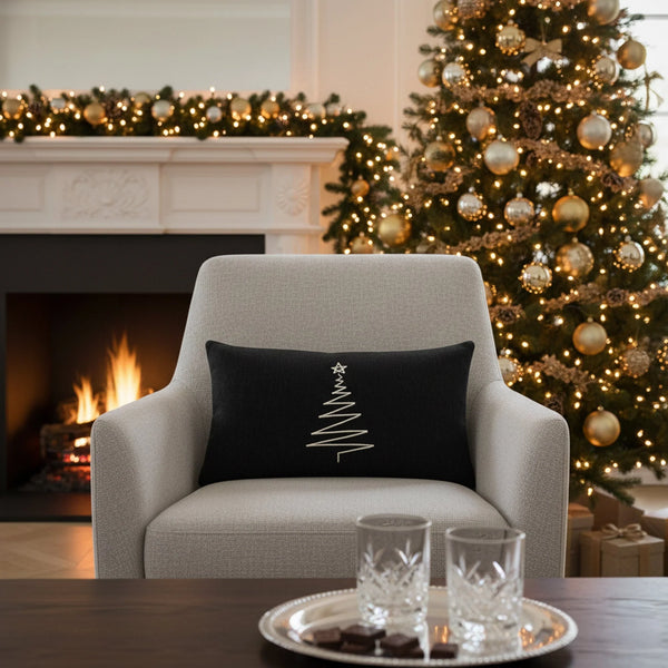 Silent Night Lumbar Pillow - Noir, 12" x 20"
