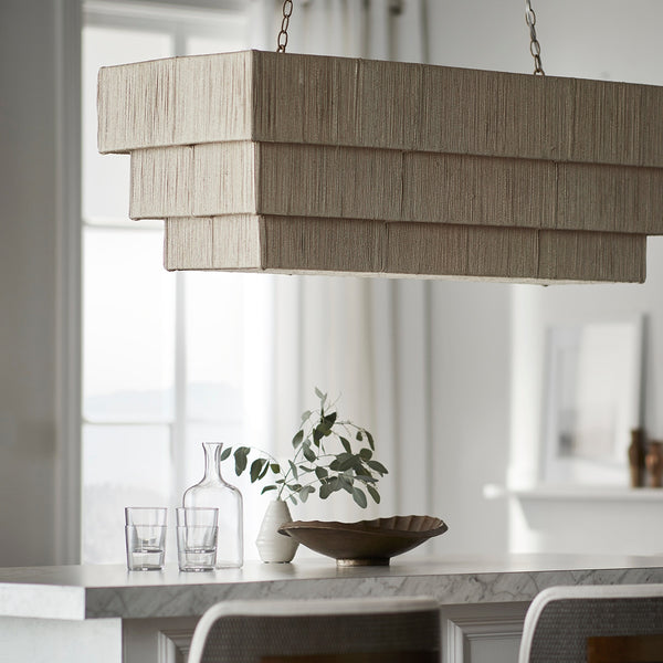 Everly Rectangular Chandelier, Natural, 48"W x 20"D