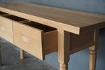 Solid Oak, French Console, Light Oak , 3 Drawers, 60"W x 18" D x 33" H