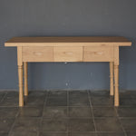 Solid Oak, French Console, Light Oak , 3 Drawers, 60"W x 18" D x 33" H