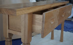 Solid Oak French Console, Oak, 3 Drawers, 60"W x 12"D x 33"H