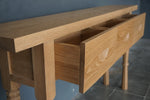 Solid Oak French Console, Oak, 3 Drawers, 60"W x 12"D x 33"H