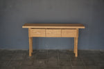 Solid Oak French Console, Oak, 3 Drawers, 60"W x 12"D x 33"H