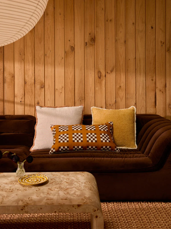 Lattice Tan Lumbar Pillow, 18" x 30"