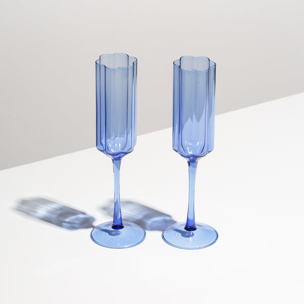 Wave Flute Set of 2, Blue