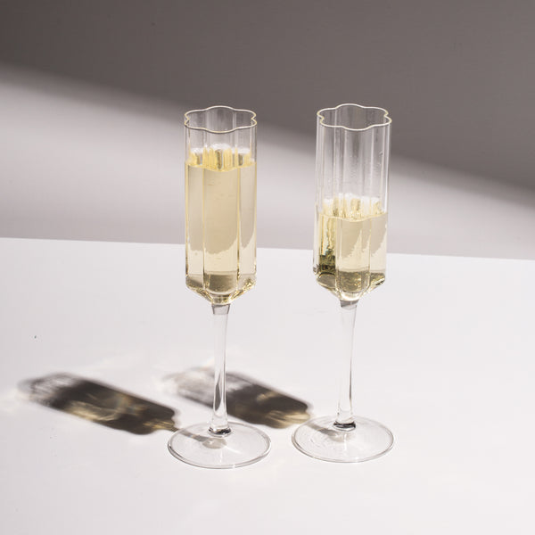 Wave Flute Set of 2, Clear