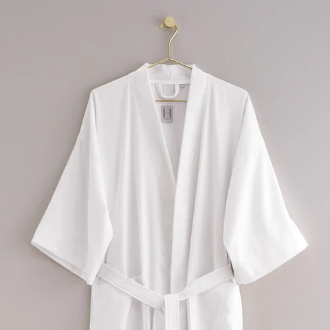 H by Frette Pique Kimono Bathrobe, White