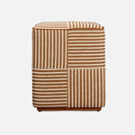Baxter Stool, Golden Brown Striped Jute/Saddle Full-Grain Leather, 16"L x 16"W x 18"H