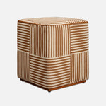 Baxter Stool, Golden Brown Striped Jute/Saddle Full-Grain Leather, 16"L x 16"W x 18"H