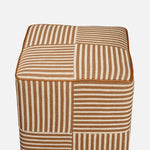 Baxter Stool, Golden Brown Striped Jute/Saddle Full-Grain Leather, 16"L x 16"W x 18"H