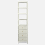 Jarin Tall Cabinet, White Faux Belgian Linen, 20"L x 16"W x 84"H