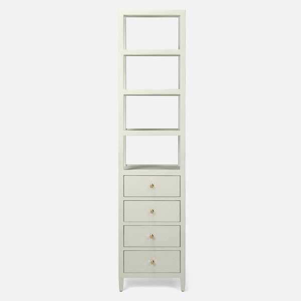 Jarin Tall Cabinet, White Faux Belgian Linen, 20"L x 16"W x 84"H