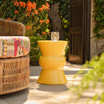 Teagan Outdoor Side Table, Lemon Ceramic