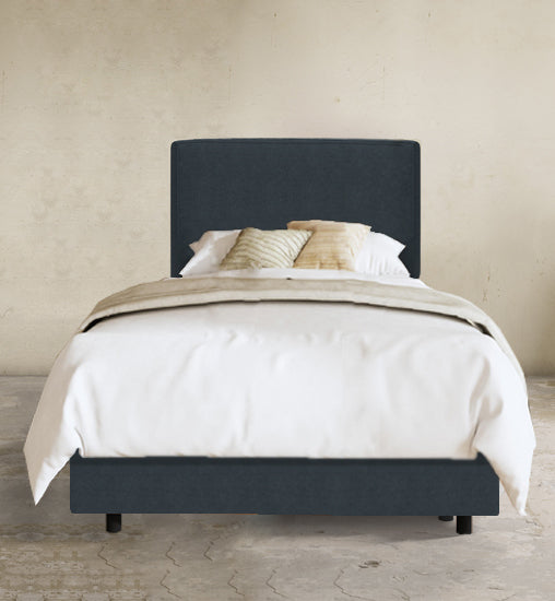 Abbie Platform Bed, Navy Linen, Twin