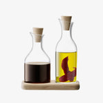 Oil & Vinegar Set with Oak Base