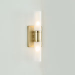 Keaton 16" Bath Sconce, Satin Brass/Etched Glass