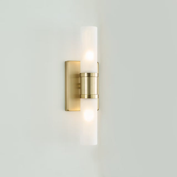 Keaton 16" Bath Sconce, Satin Brass/Etched Glass