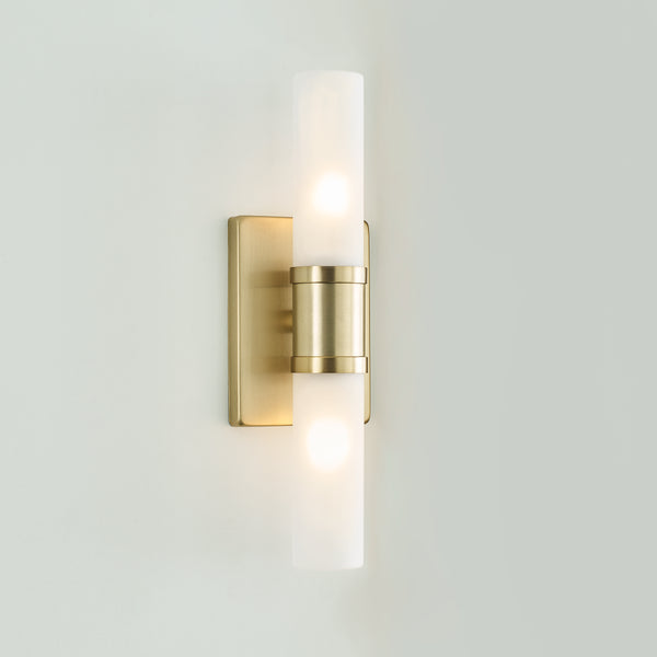 Keaton 16" Bath Sconce, Satin Brass/Etched Glass
