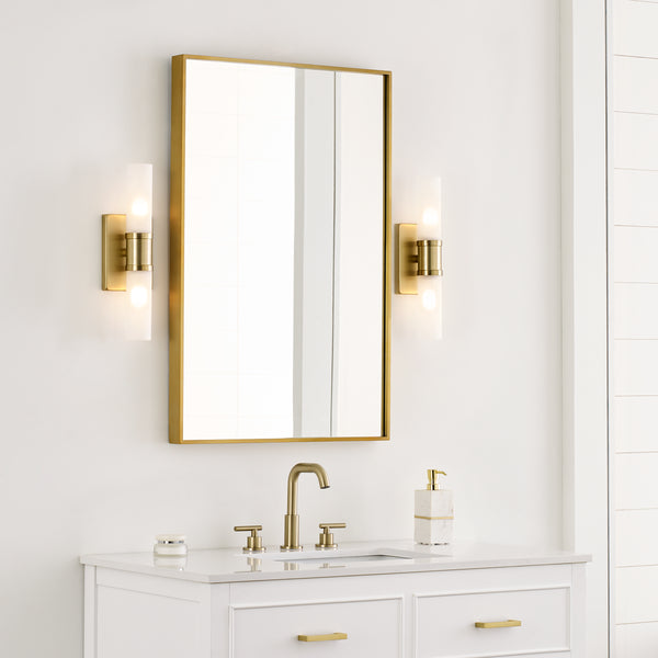 Keaton 16" Bath Sconce, Satin Brass/Etched Glass