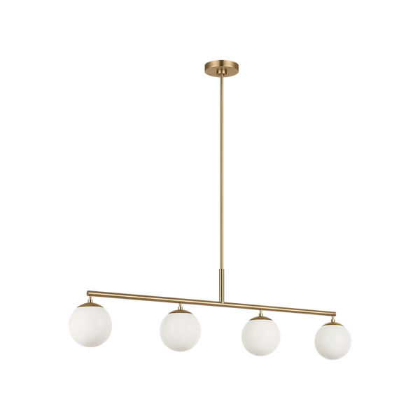 Nube Four Light Linear Chandelier - Satin Brass