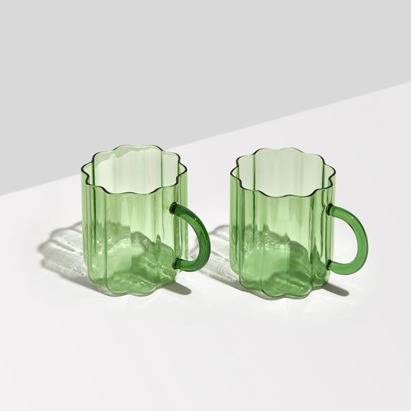 Wave Mug Set of 2, Green