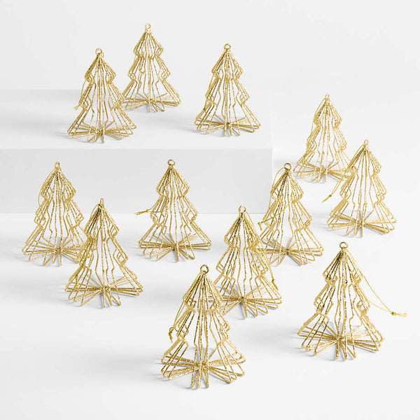 Gold 3D Tree Christmas Ornament, Sold Individually