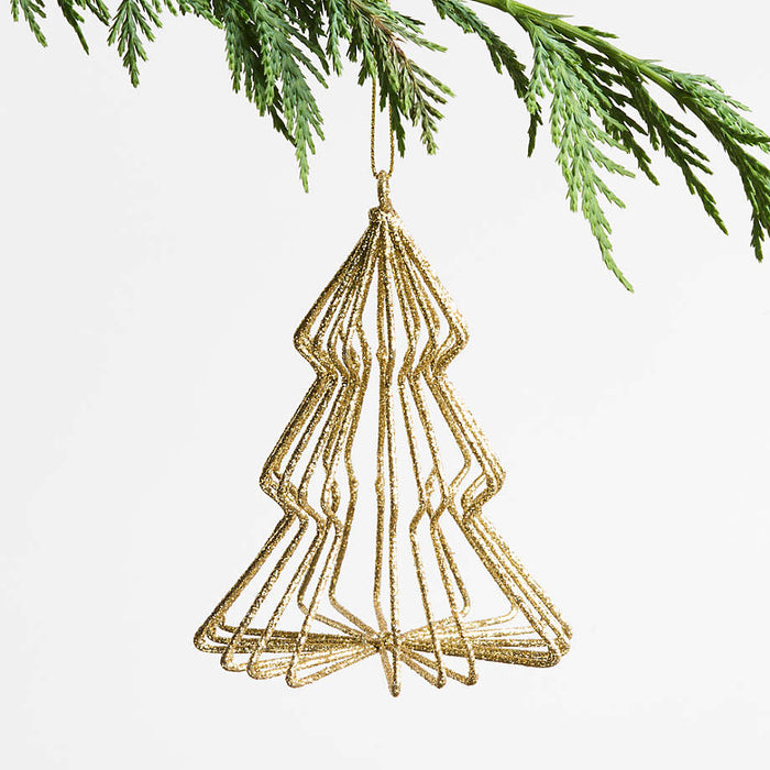 Gold 3D Tree Christmas Ornament, Sold Individually