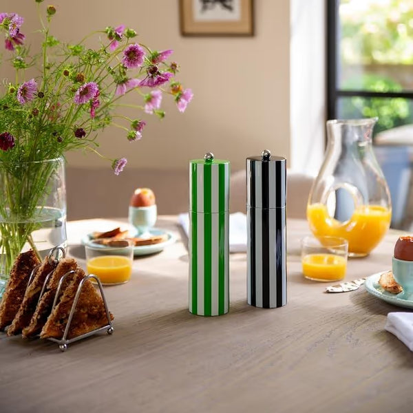 Striped Column Salt or Pepper Mill - Leaf Green/White, 9.44"H