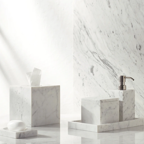 Marmol Cotton Jar - Marble