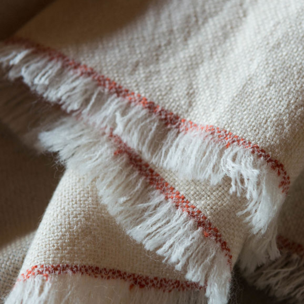 Morris Throw, Natural/Persimmon