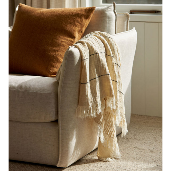 August Cotton Blend Throw,  Natural/Black